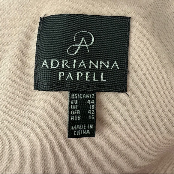 NWT Adrianna Papell Blush One-Shoulder Tiered Chiffon Gown - Picture 7 of 10